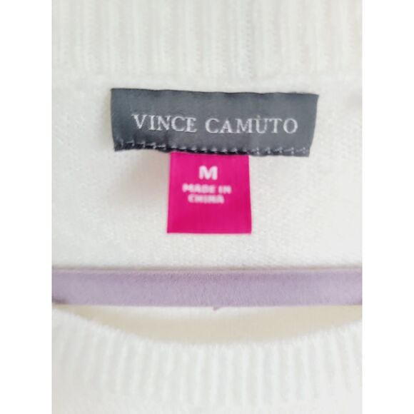 Vince Camuto‎ M "Cheers" Cream Ivory Gold Beaded Sweater Party Holiday - Picture 5 of 8